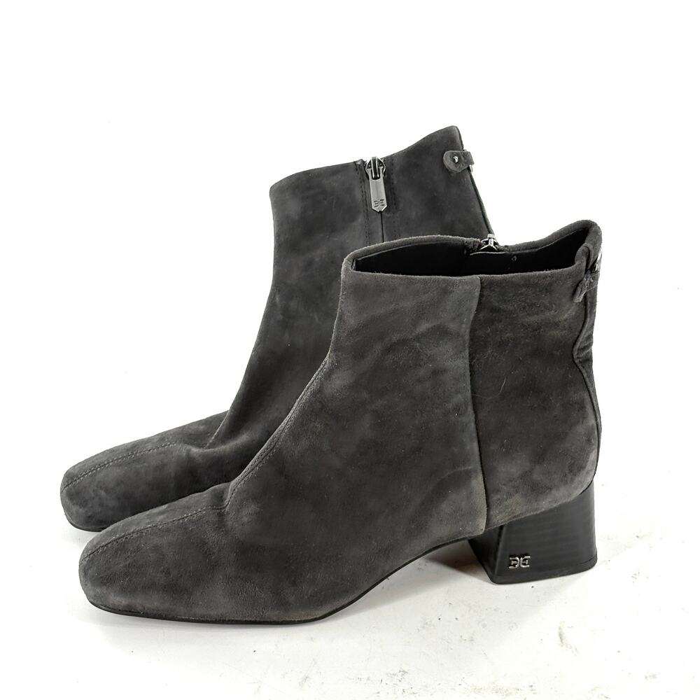 Sam Edelman Paige Suede Ankle Boots 6.5 Gray Booties Heel Western Boho Prep